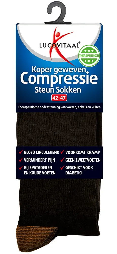 Lucovitaal Koper Geweven Compressie Steun Sokken Zwart 42-47