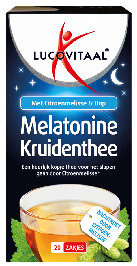 Lucovitaal melatonine thee is een heerlijke thee op basis van citroenmelisse, melatonine en hop. ...