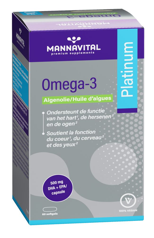 Mannavital Omega 3 Algenolie Platinum Softgels afbeelding