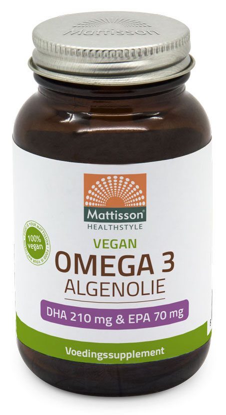 Afbeelding van Mattisson HealthStyle Vegan Omega 3 Algenolie DHA 210mg & EPA 70mg Capsules