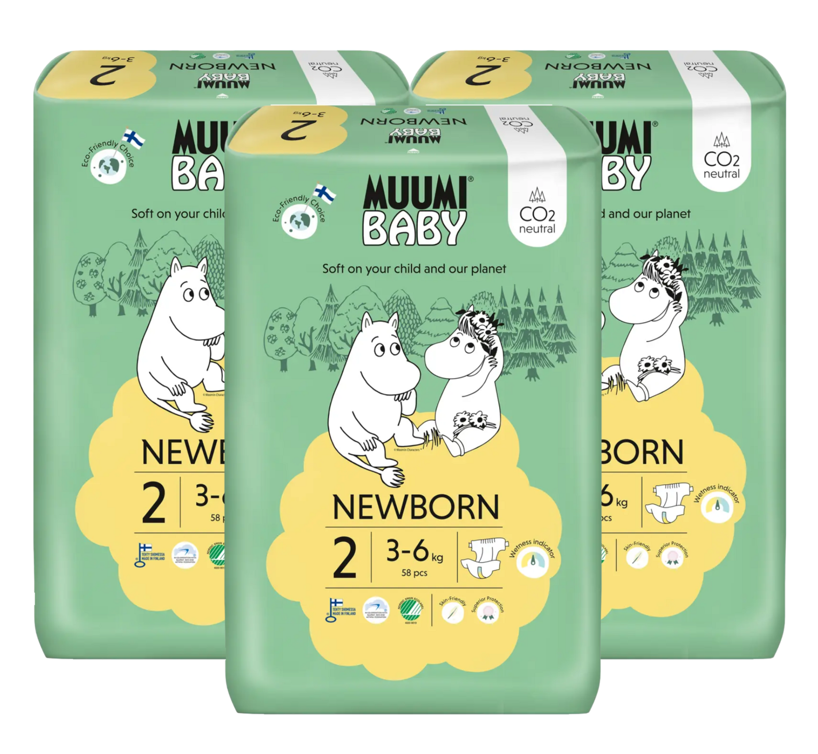 Image of Muumi Baby Ecologische Luiers 2 Mini Voordeelverpakking 