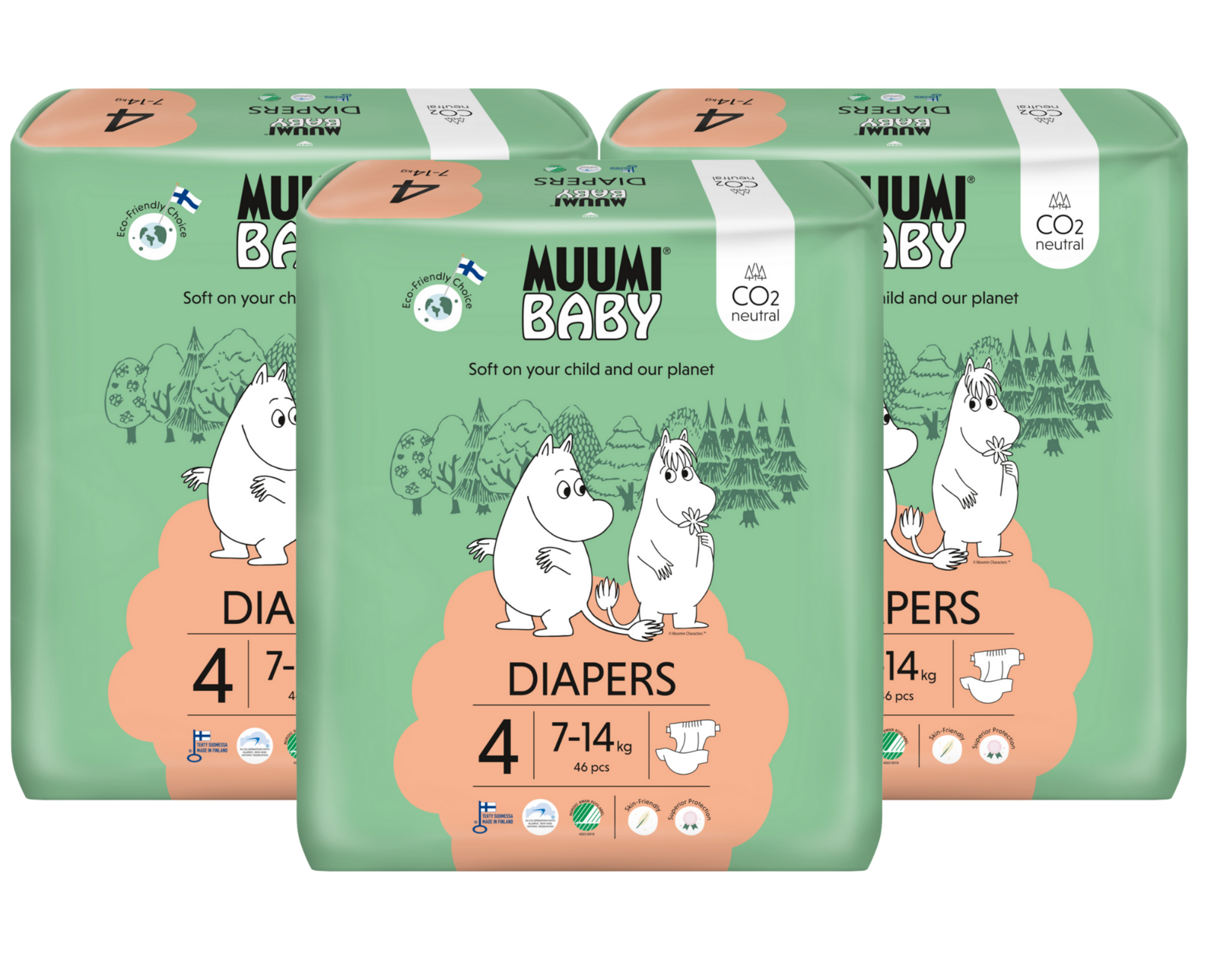 Image of Muumi Baby Ecologische Luiers 4 Maxi Voordeelverpakking