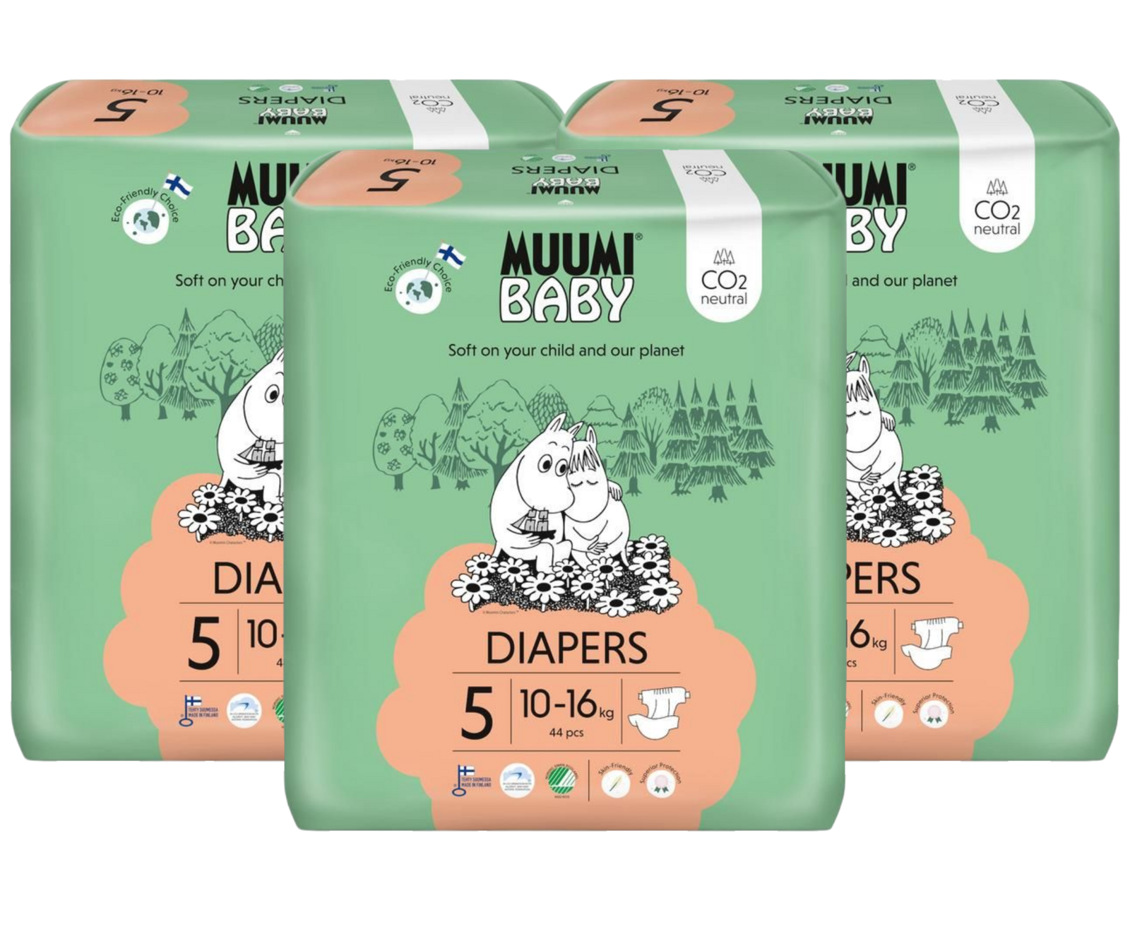 Image of Muumi Baby Ecologische Luiers 5 Maxi Plus Voordeelverpakking