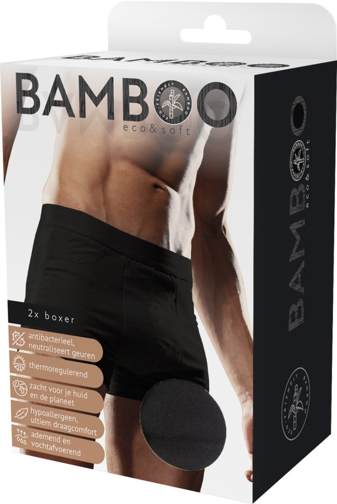 Naproz Bamboo Men&apos;s Original Boxer Zwart 2-Pack M