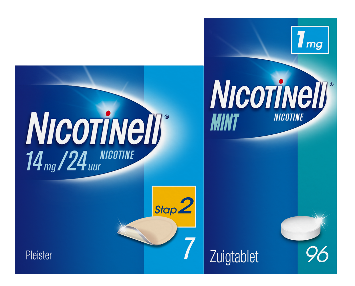 Image of Nicotinell Combinatie therapie - Pleister 14 mg (7st) en Zuigtablet Mint 1 mg (96st) - 