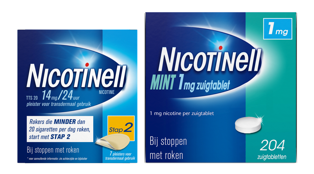 Image of Nicotinell Combineer Pleister 14 mg (7st) en Zuigtablet Mint 1 mg (204st) - 