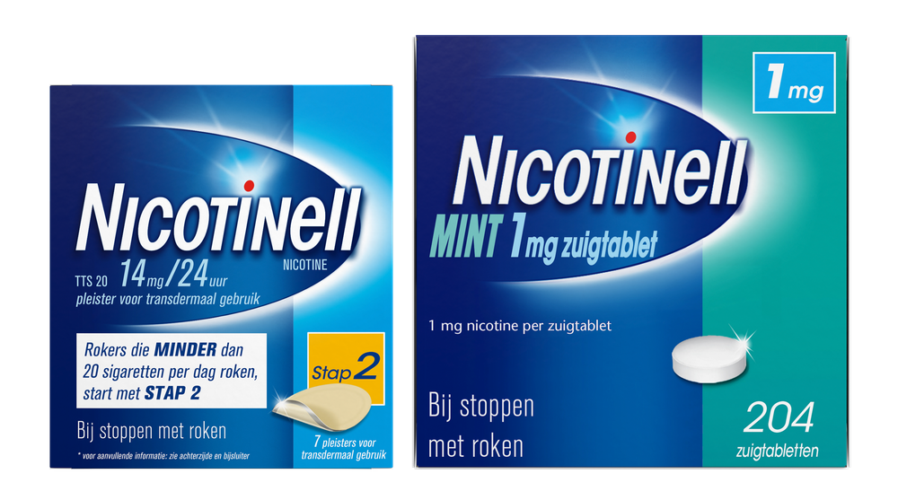 Nicotinell Combineer Pleister 14 mg (7st) en Zuigtablet Mint 1 mg (204st) - afbeelding
