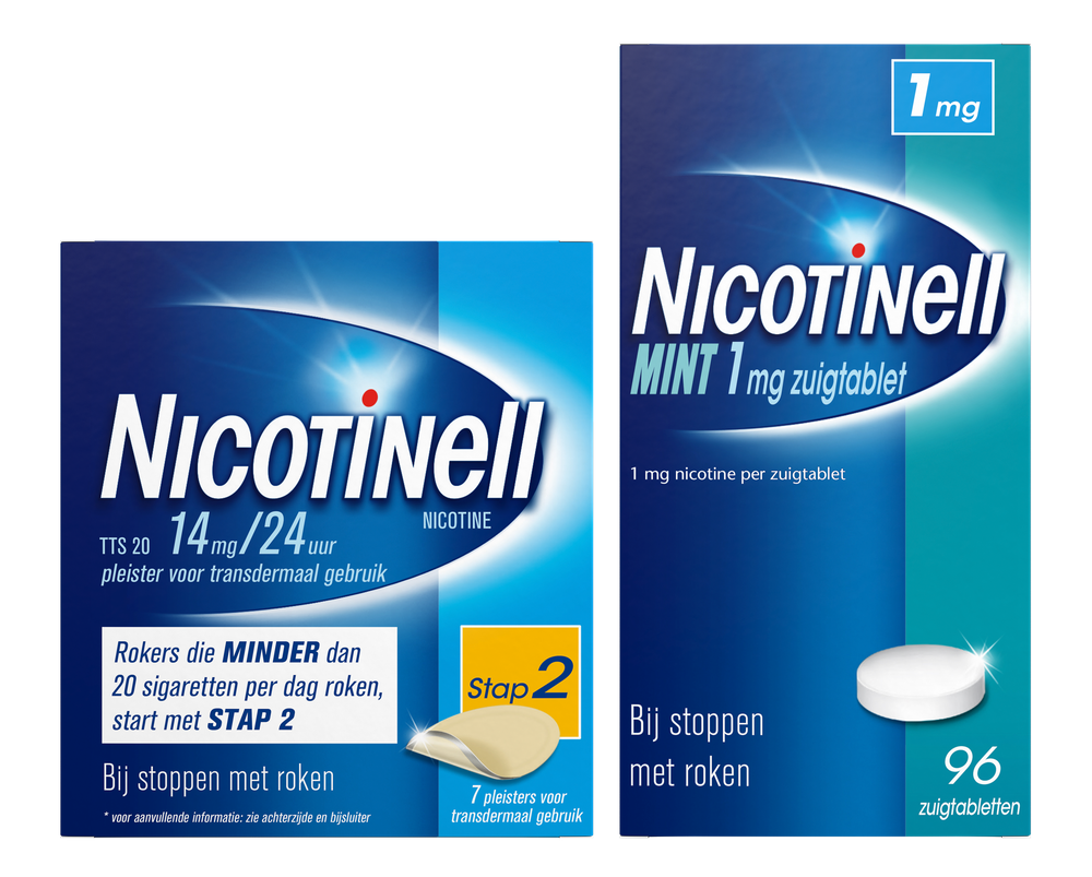 Image of Nicotinell Combineer Pleister 14 mg (7st) en Zuigtablet Mint 1 mg (96st) - 