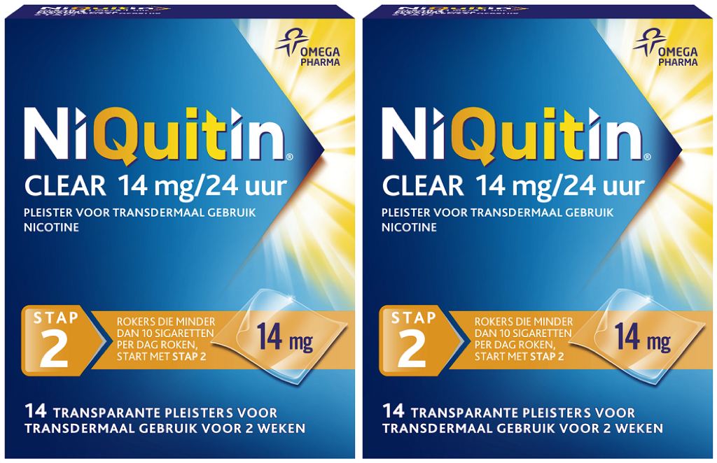 Image of Niquitin Clear Pleisters 14mg Stap 2 Duoverpakking 