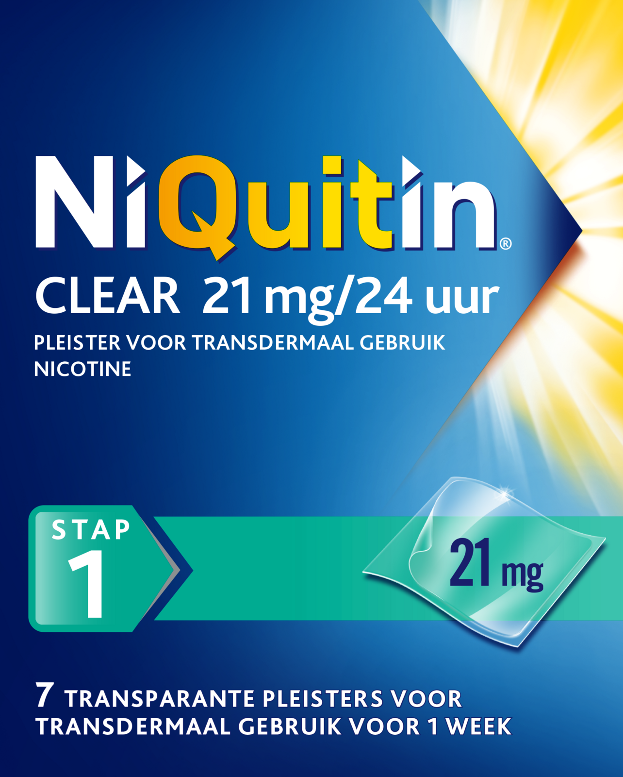 Image of Niquitin Clear Pleisters 21mg Stap 1 