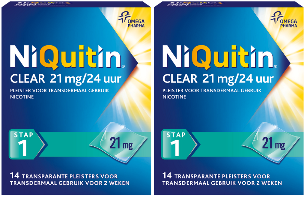 Image of Niquitin Clear Pleisters 21mg Stap 1 Duoverpakking 