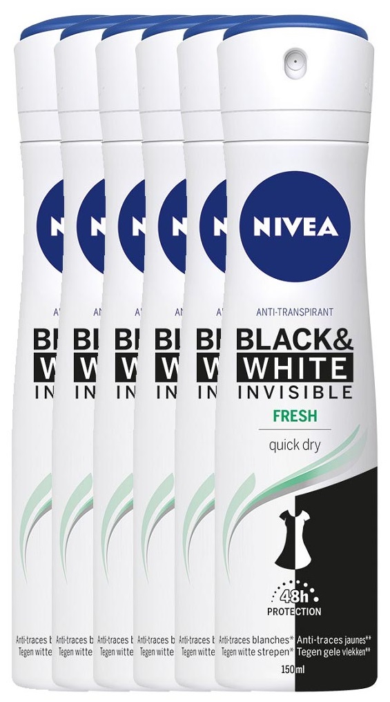 Nivea Black & White Invisible Fresh Deodorant Spray Voordeelverpakking