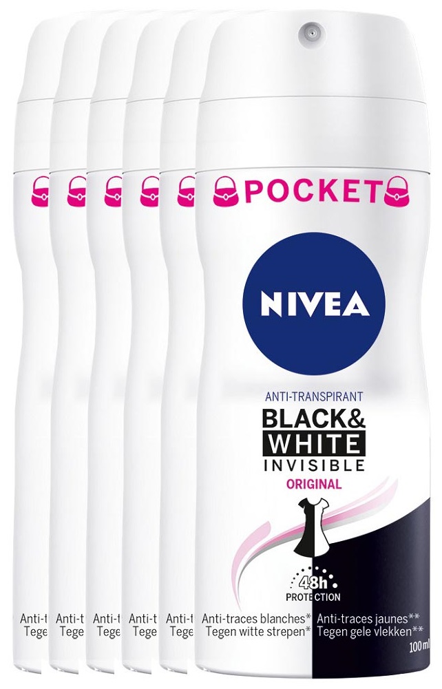 Nivea Black & White Invisible Original Deodorant Spray Pocket Voordeelverpakking