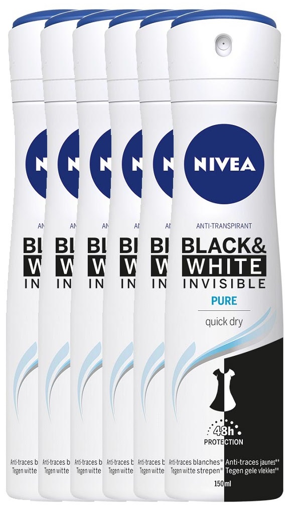 Nivea Black & White Invisible Pure Deodorant Spray Voordeelverpakking
