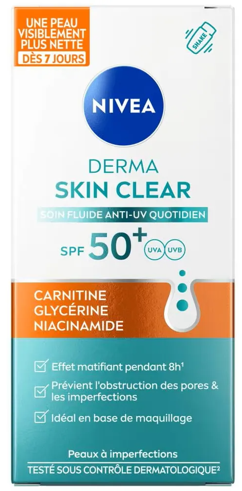 Nivea Derma Skin Clear SPF50+ Zon Fluide