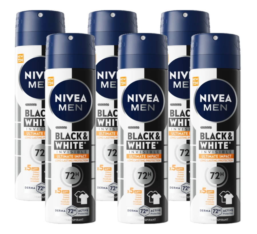 Nivea Men Black & White Invisible Ultimate Impact Deodorant Spray Voordeelverpakking