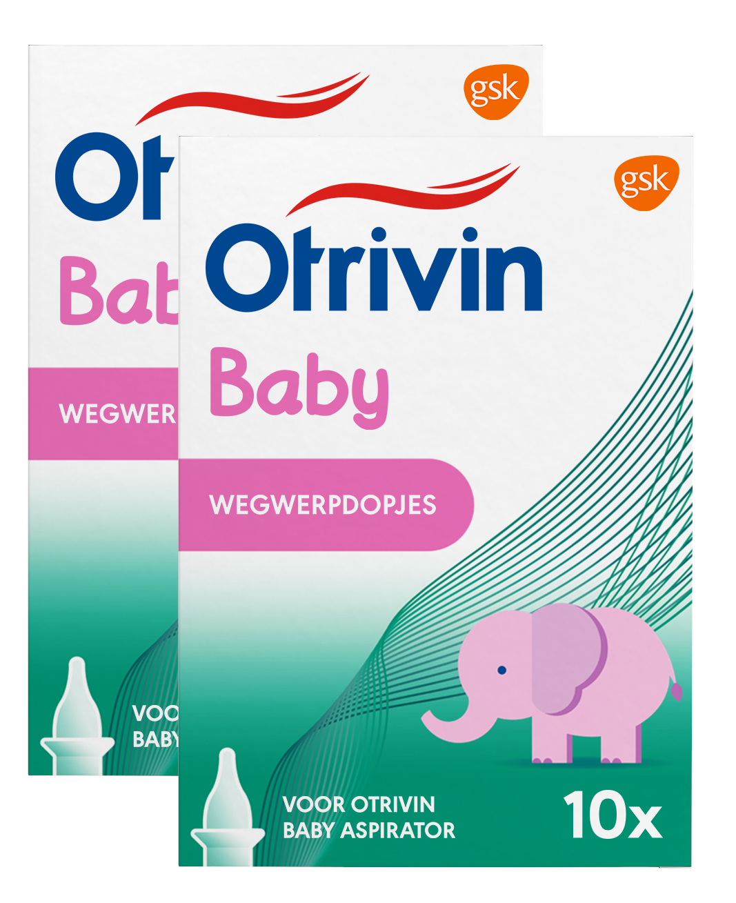 Image of Otrivin Baby Wegwerpdopjes bij Otrivin Baby Aspirator neusjesreiniger - duoverpakking