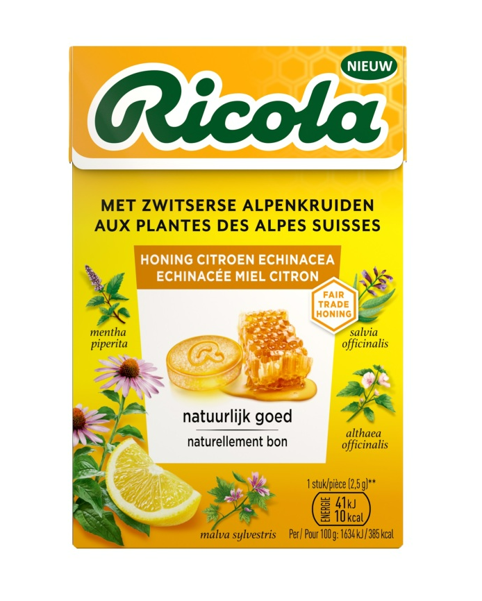 Ricola Kruidenpastilles Honing Citroen Echinacea