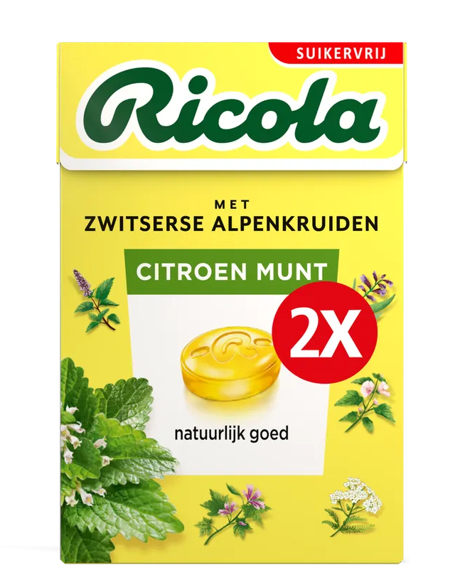 Ricola Keelpastilles Citroen Munt Suikervrij