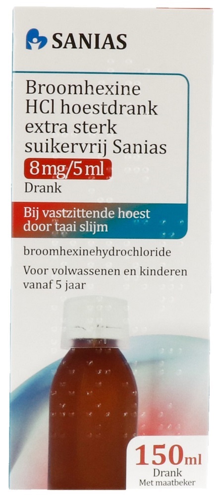 Sanias Broomhexine HCl Hoestdrank Extra Sterk Suikervrij 8mg/5ml