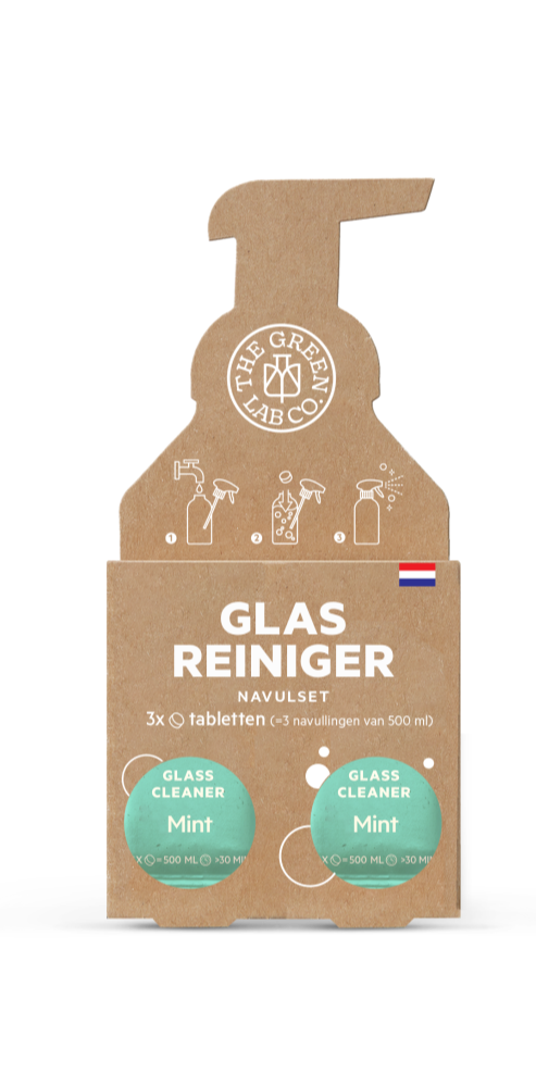 The Green Lab Co. Navulling Duurzame Glasreiniger Tabletten - Munt- 3 Tabletten - 1500 ml Reiniger