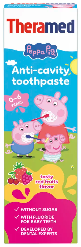 Theramed Junior Peppa Pig Red Fruits 0-6 Tandpasta afbeelding