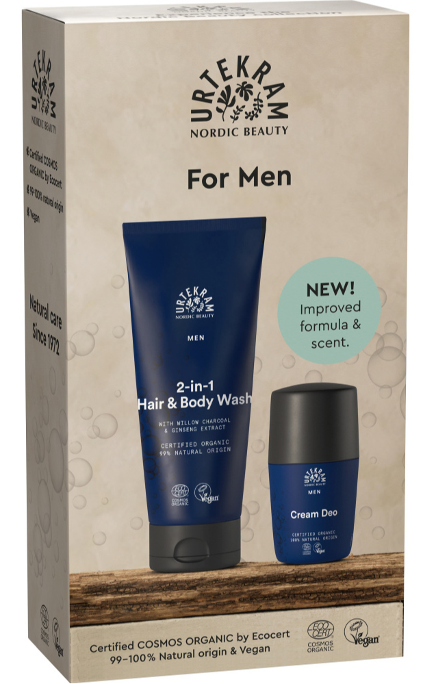 Urtekram For Men Hair & Body Wash - Cream Deo Giftset afbeelding