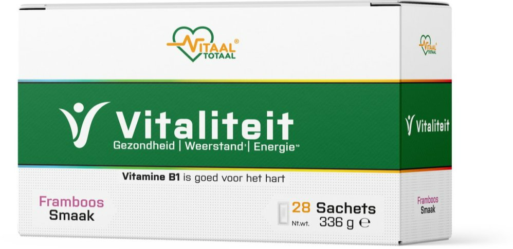 Vitaal Totaal - Vitaliteit - Alles-in-1 Supplement voor Vitaliteit: Gezondheid, Weerstand & Energie - Vitamines & Mineralen - Framboos Smaak - 28 Sachets