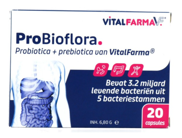 ProBioFlora - Probiotica - Prebiotica - Voedingsupplement - Ondersteund darmwerking - Vitalfarma - Vitamines