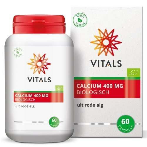 Vitals Calcium Biologisch 400 mg - 60 capsules - mineralen. Calcium uit biologische rode alg.