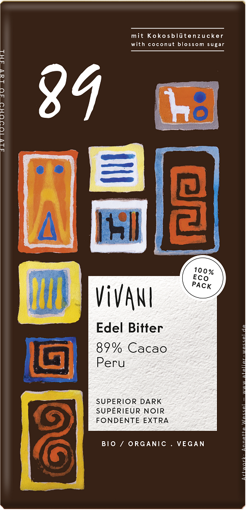 Vivani Chocoladereep Superieur Puur 89% Cacao