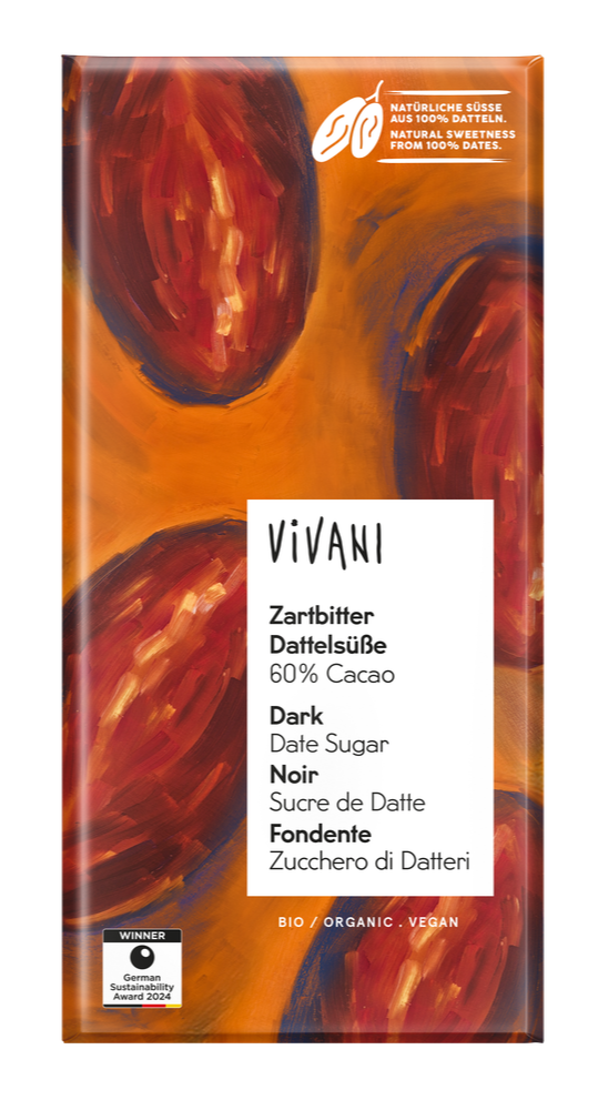Vivani Dark Date Sugar 60% Cacao Chocolate afbeelding