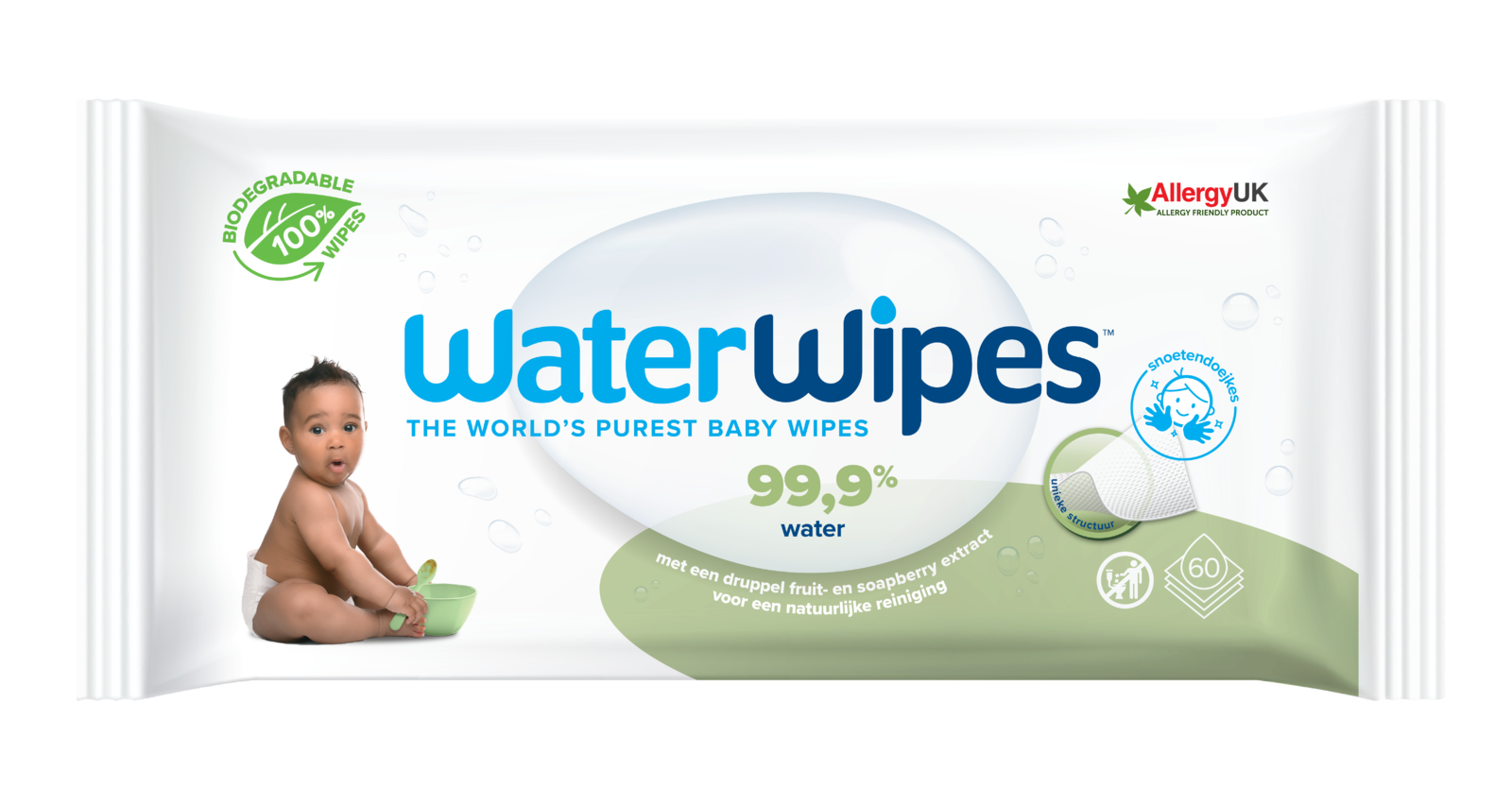 Waterwipes Snoetenpoetser Soapberry 1 X 60 Babydoekjes 99, 9% Water *Plastic Vrij online kopen