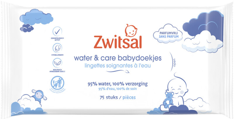 Zwitsal Water & Care Babydoekjes - 75 stuks