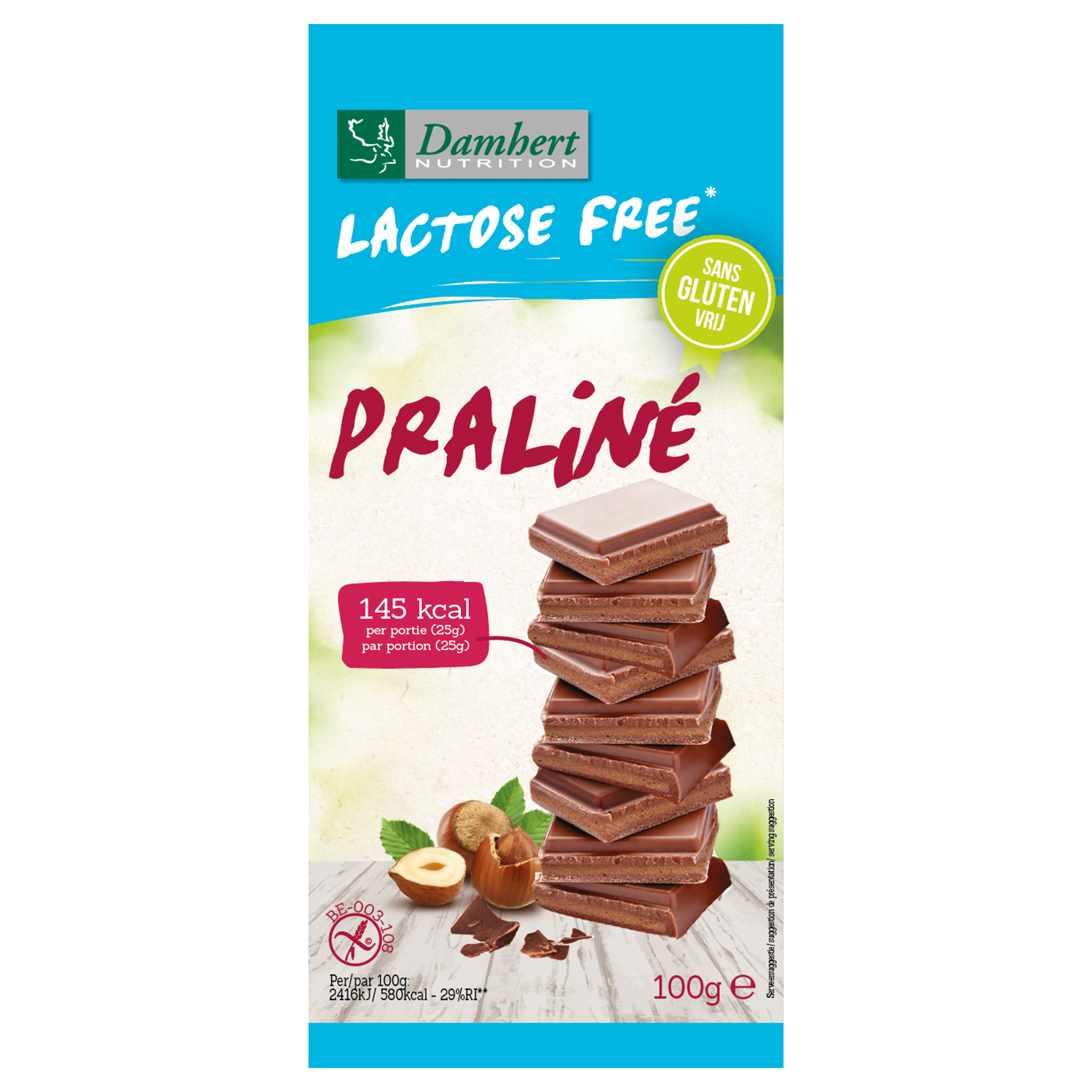 Damhert Lactose Free Chocoladetablet Praline