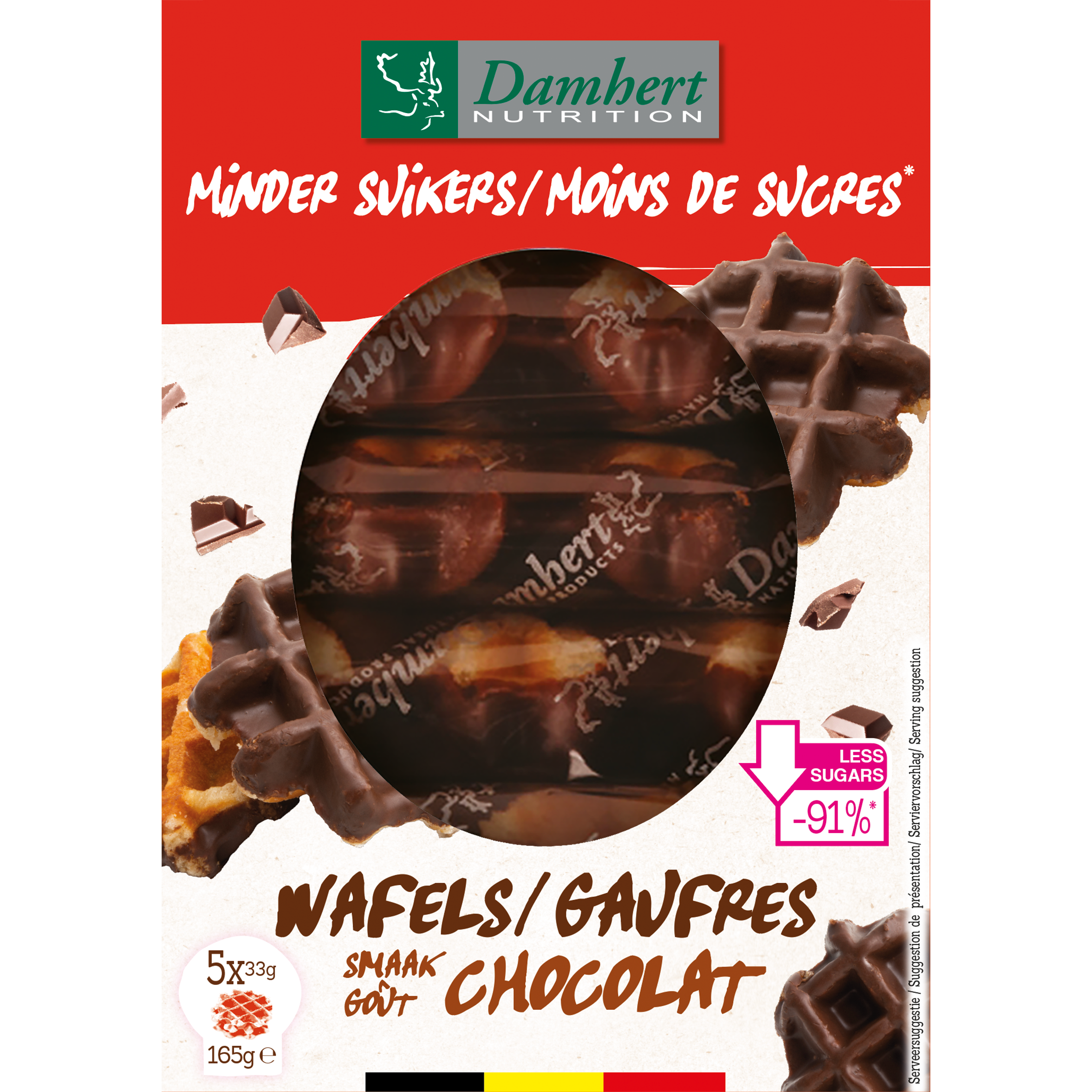 Damhert Minder Suikers Wafels Chocoladesmaak
