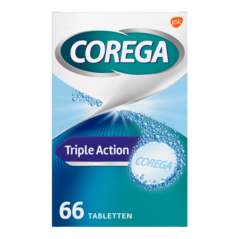 Corega Triple Action Gebitsprothese Tabletten afbeelding