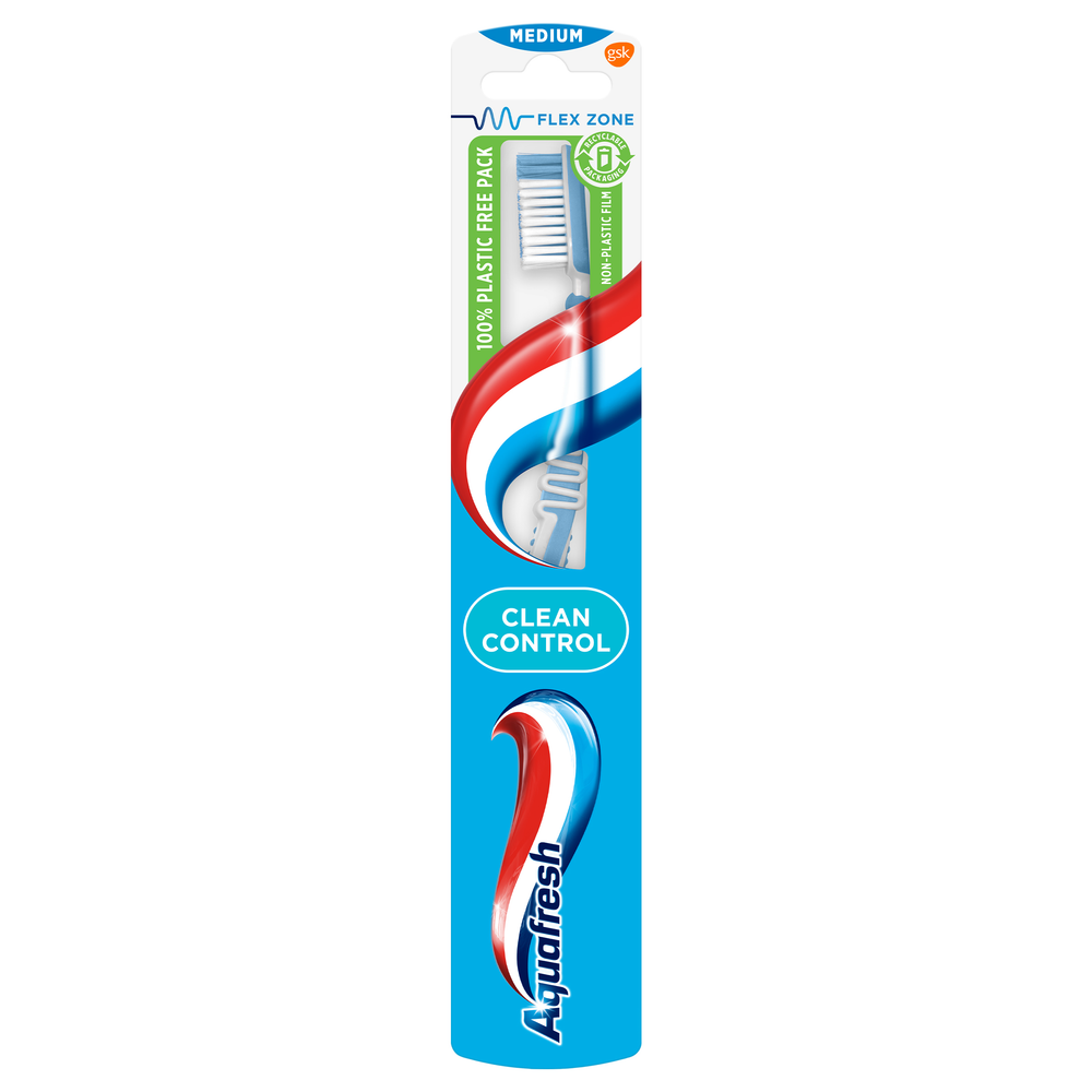 Aquafresh Clean Control Tandenborstel Medium - in 100% plasticvrije verpakking afbeelding