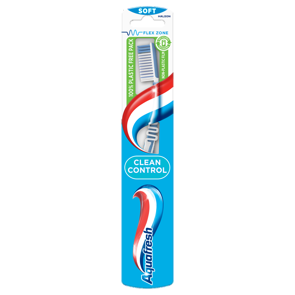 Aquafresh Clean Control Tandenborstel Soft - 100% plasticvrije verpakking afbeelding