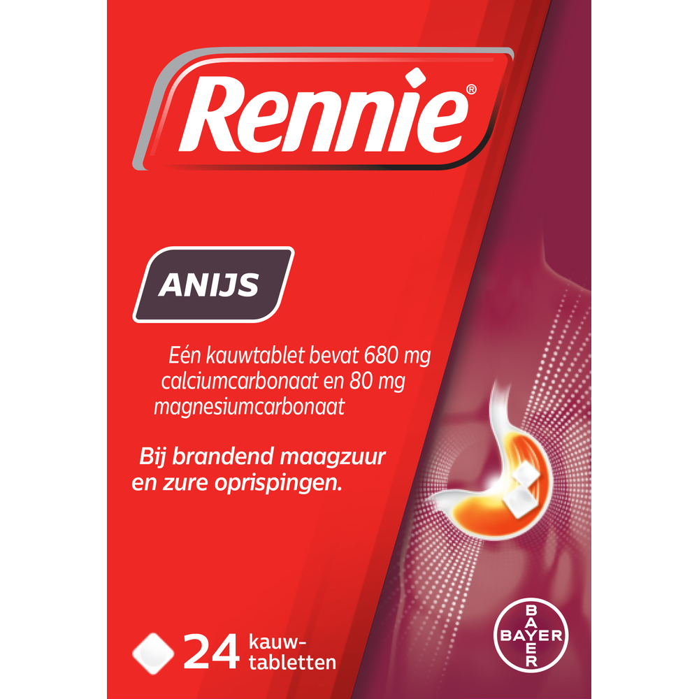 Image of Rennie Anijs kauwtabletten bij brandend maagzuur