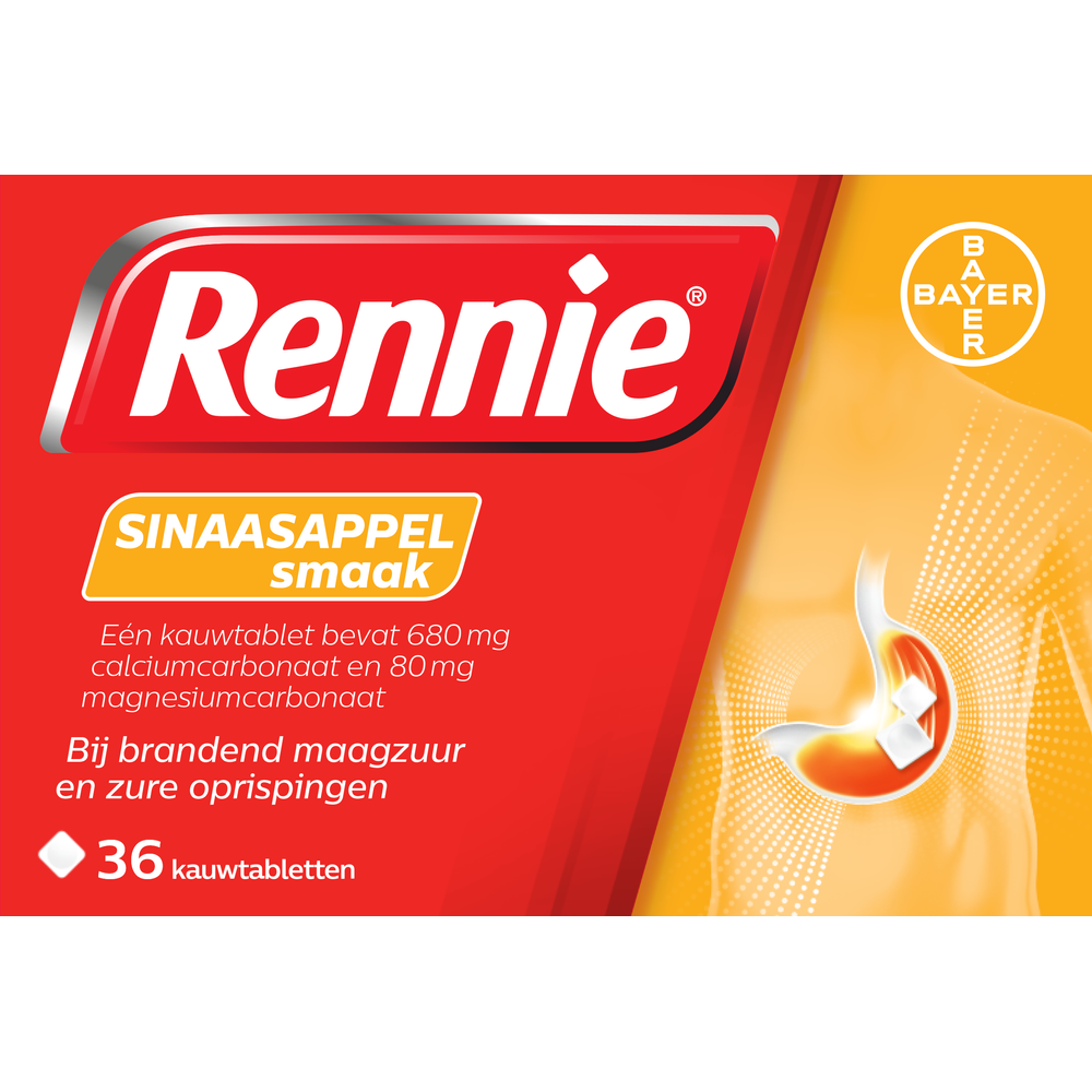 Image of Rennie Sinaasappel kauwtabletten bij brandend maagzuur 