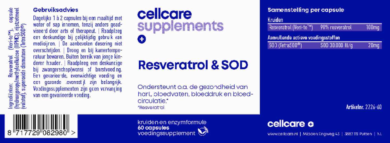 Resveratrol & SOD Capsules afbeelding van document #1, etiket