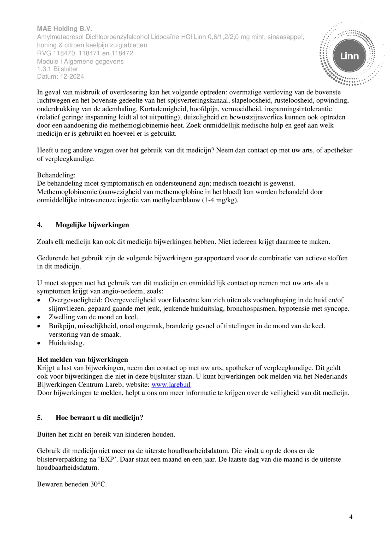 Keelpijn Zuigtabletten Honing & Citroen afbeelding van document #4, bijsluiter