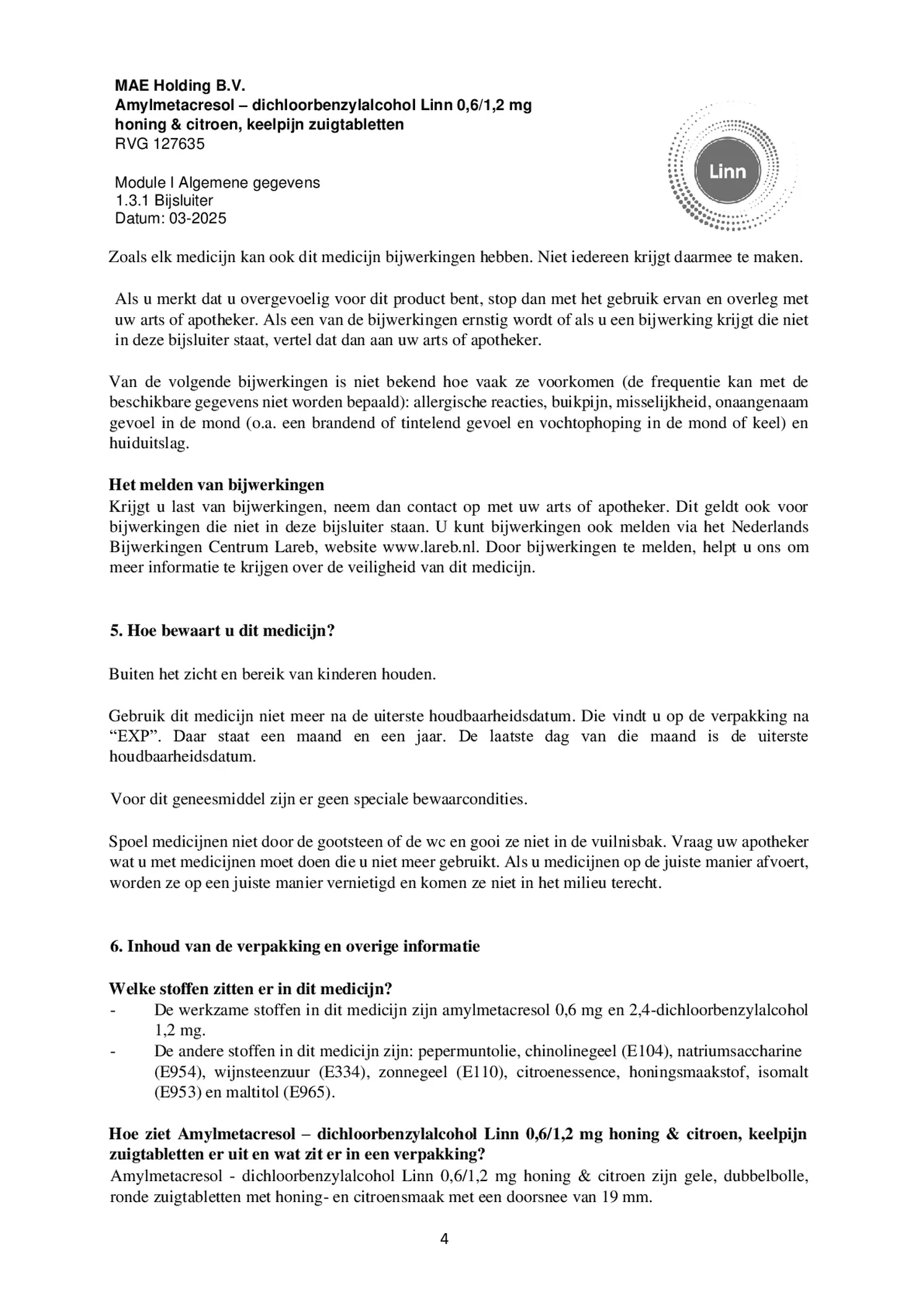 Keelpijn Zuigtabletten Honing & Citroen afbeelding van document #4, bijsluiter