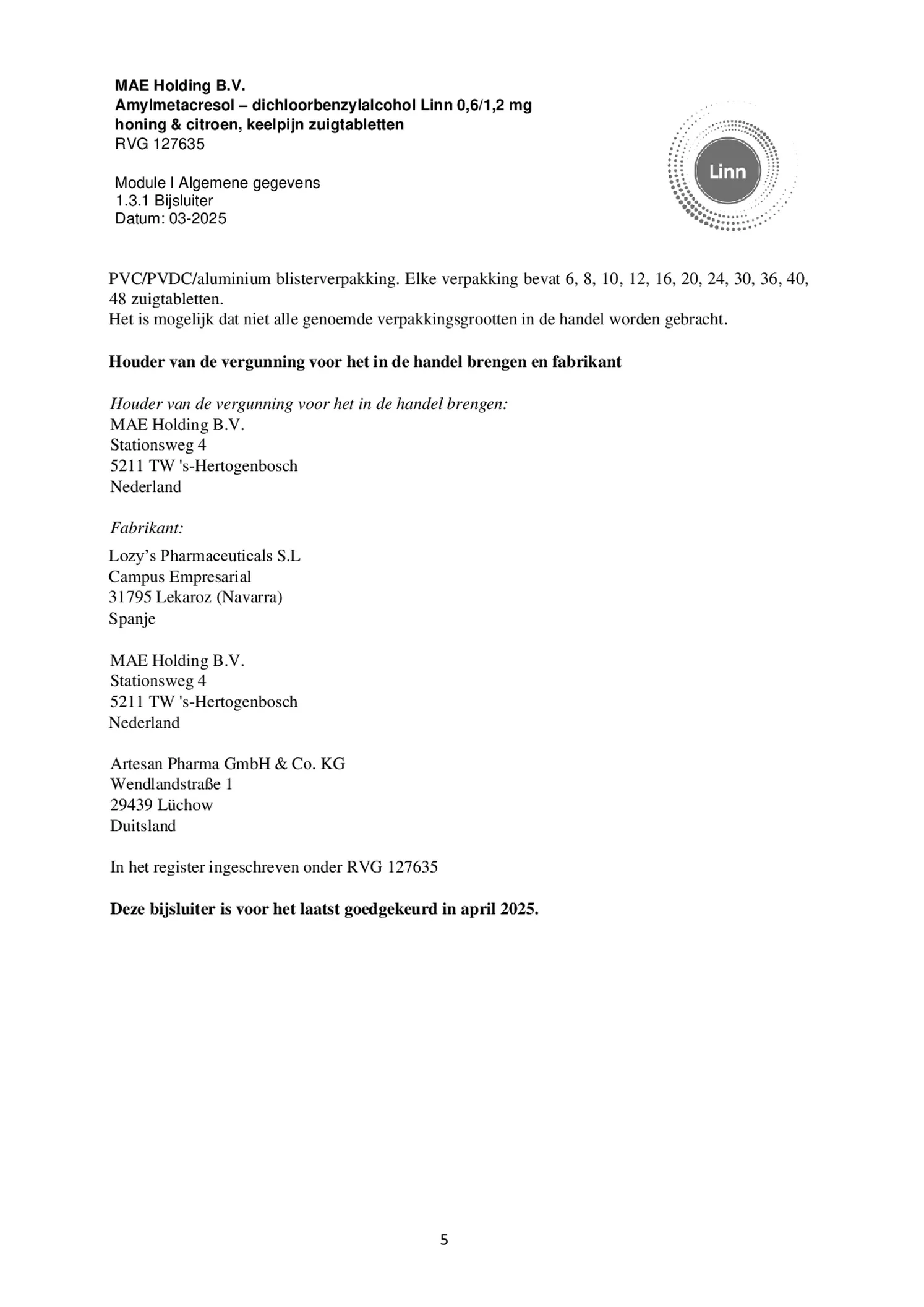 Keelpijn Zuigtabletten Honing & Citroen afbeelding van document #5, bijsluiter