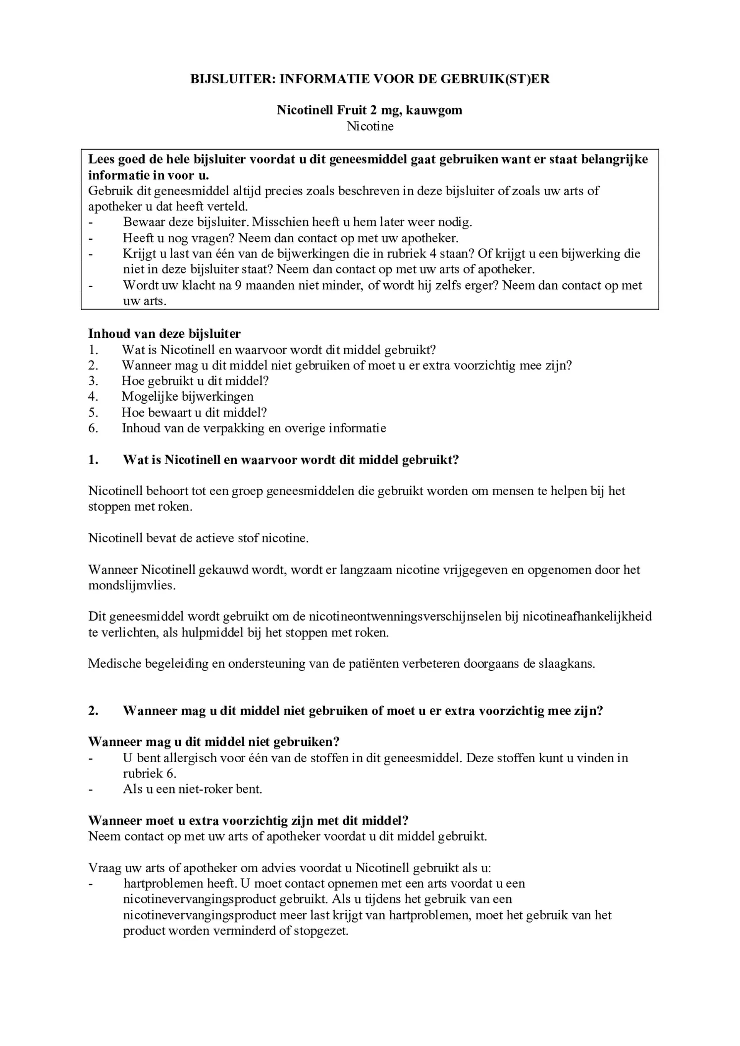 Kauwgom Fruit 2 mg - voor stoppen met roken afbeelding van document #1, bijsluiter