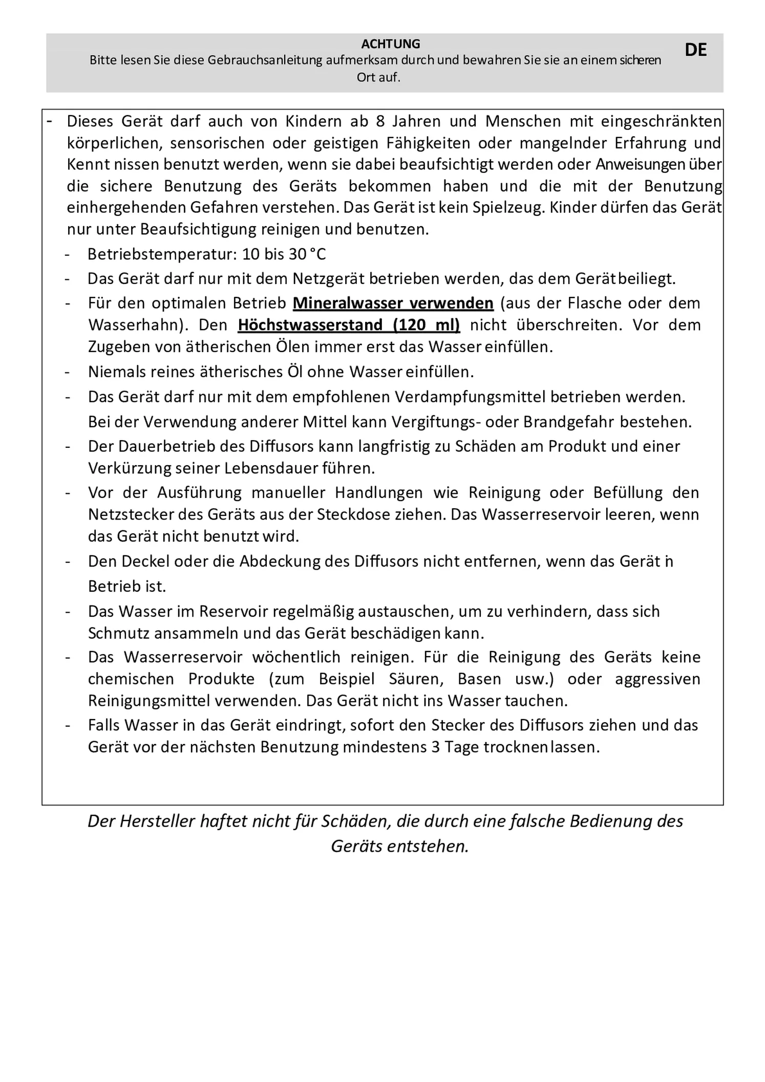 Impulse Aroma Diffuser afbeelding van document #11, gebruiksaanwijzing