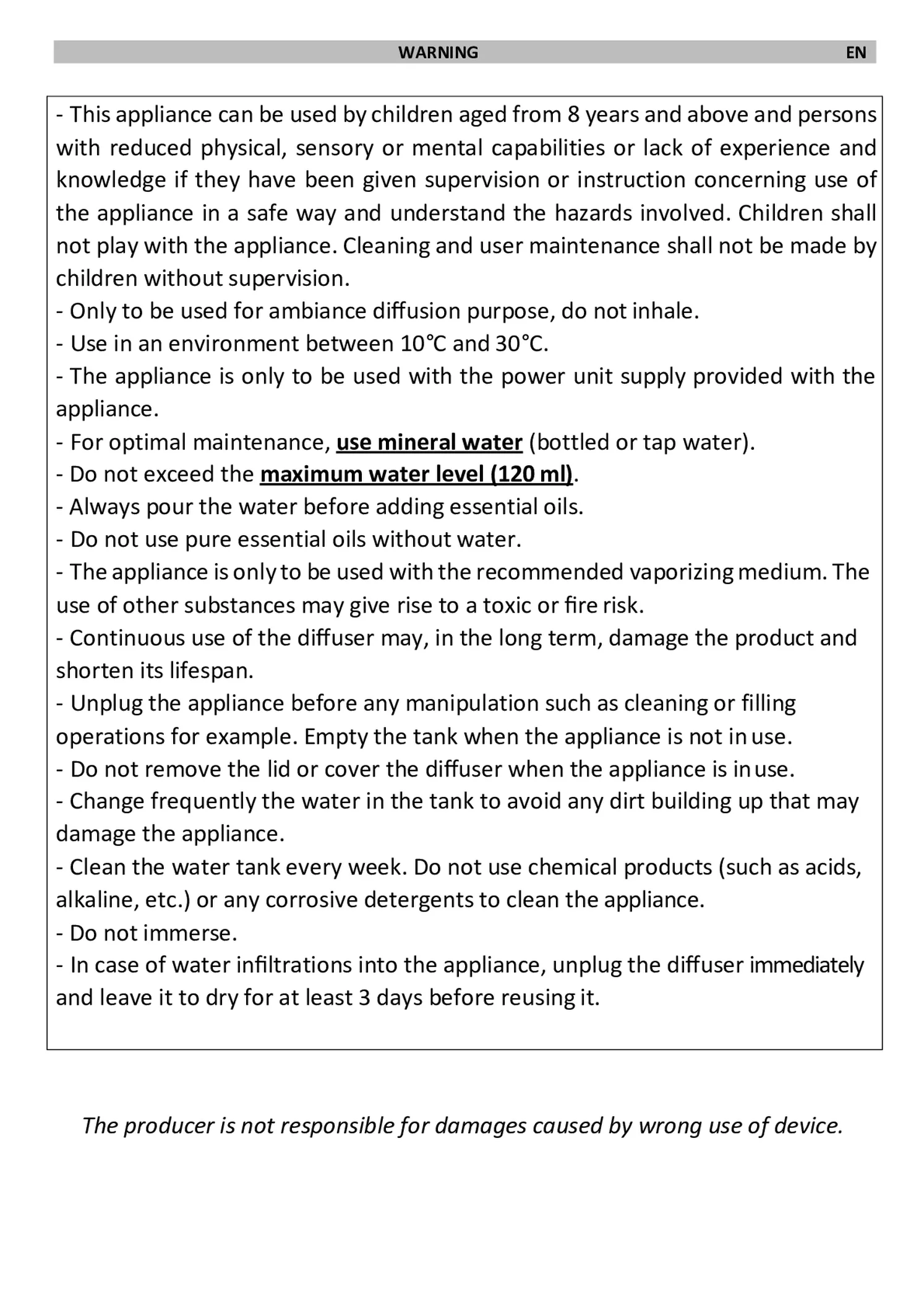 Impulse Aroma Diffuser afbeelding van document #5, gebruiksaanwijzing