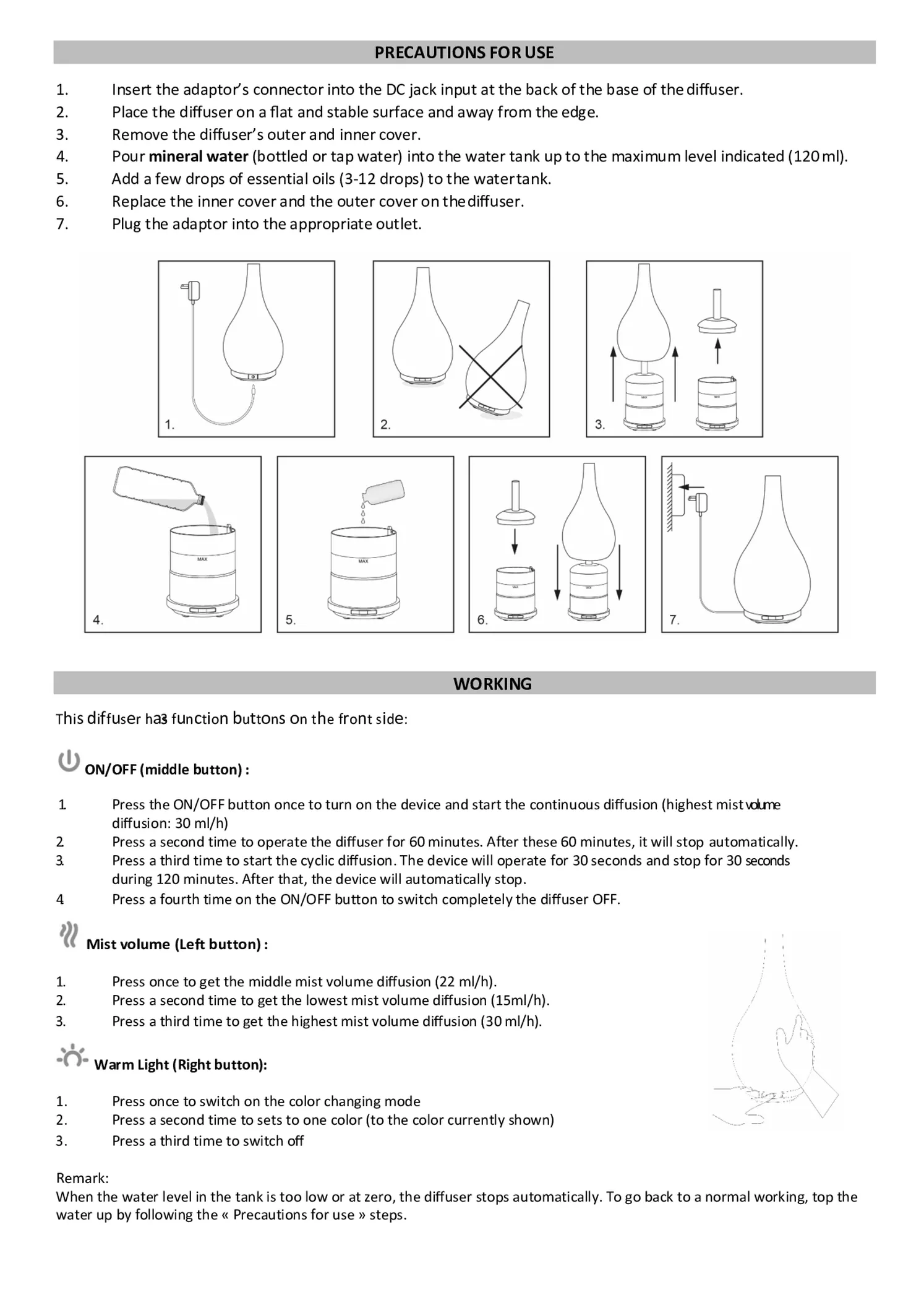 Impulse Aroma Diffuser afbeelding van document #6, gebruiksaanwijzing