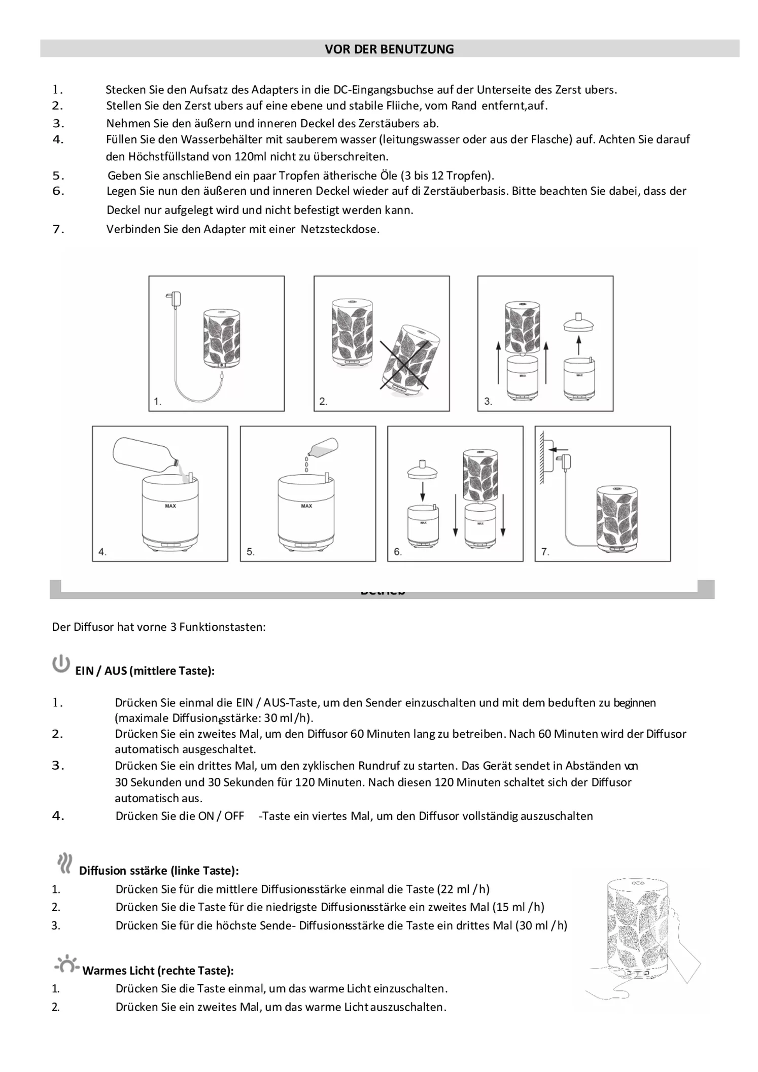 Leaves Aroma Diffuser afbeelding van document #12, gebruiksaanwijzing